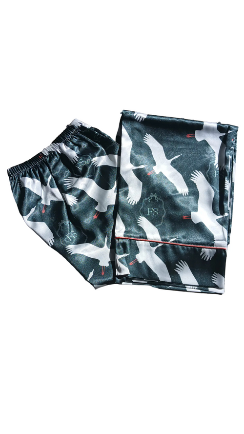 'Four Sisters' luxury printed satin pyjama set