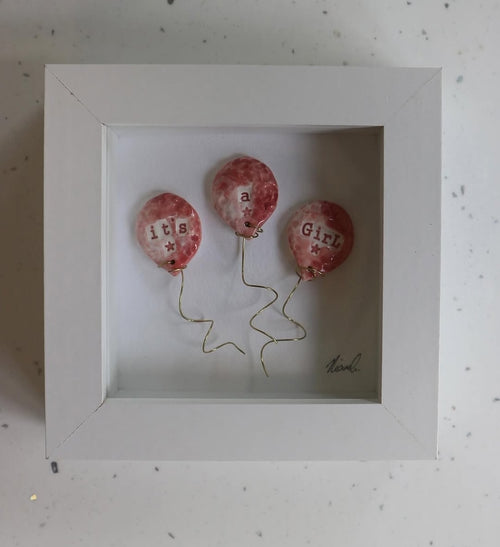 Handmade 'It's a girl' framed porcelain